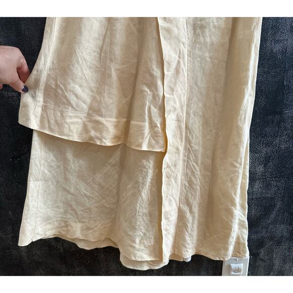 Liviana Conti 100% Linen Shift Dress Asymmetrical Layered Hem Women's 10 IT 46 - Picture 3 of 9